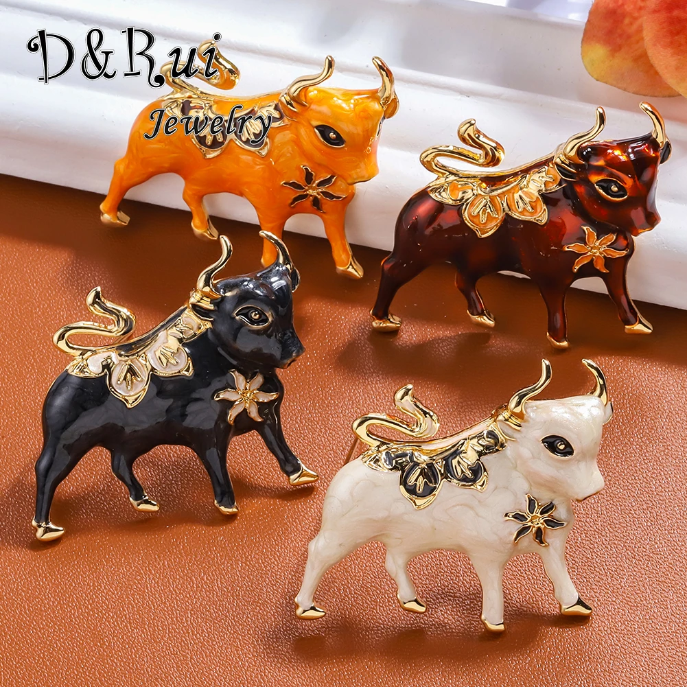 

Enamel Cow Brooch Decorative Pin Badges Jewelry for Women Men Zodiac Animal Cattle Bull Brooches Pins 2021 Kids Clothes Gifts