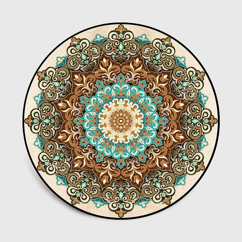 2 Ковер коралловый бархатный компьютерный коврик на стул и на пол Мандала Печатный круглый ковер для детской спальни игровой тент Площадь Ковер круглый синий - Цвет: 2