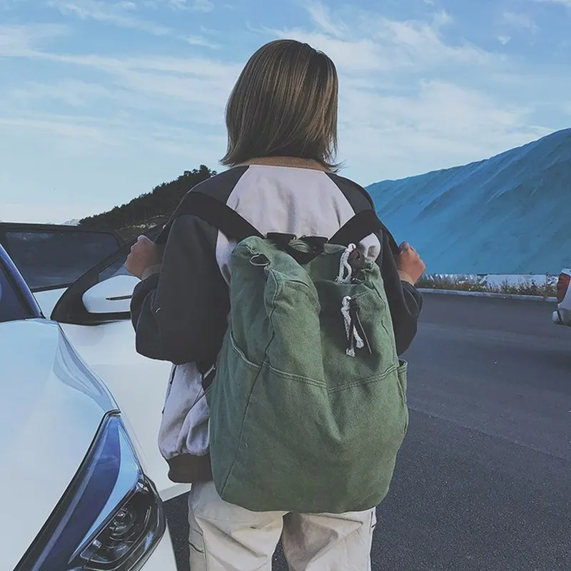 

New Solid Color High Capacity Travel Backpack Laptop Canvas Women Backpack Female Schoolbag for Teenages Girls Mochila Hot Sale