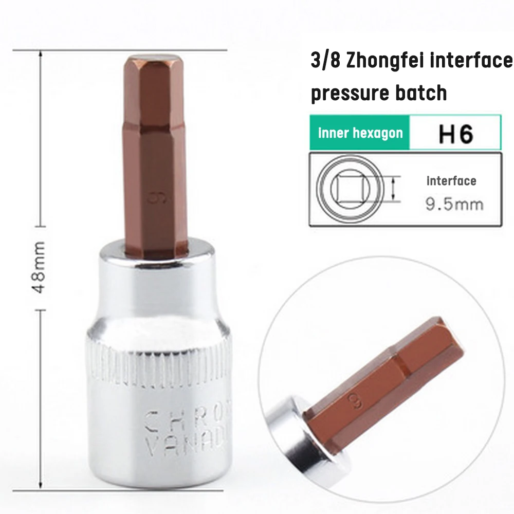 

1 Torx Hexagon Phillips Slotted Pozi Socket Bit Screwdriver Torx Star Socket Bit 3/8" Square Impact Driver Wrench Tool