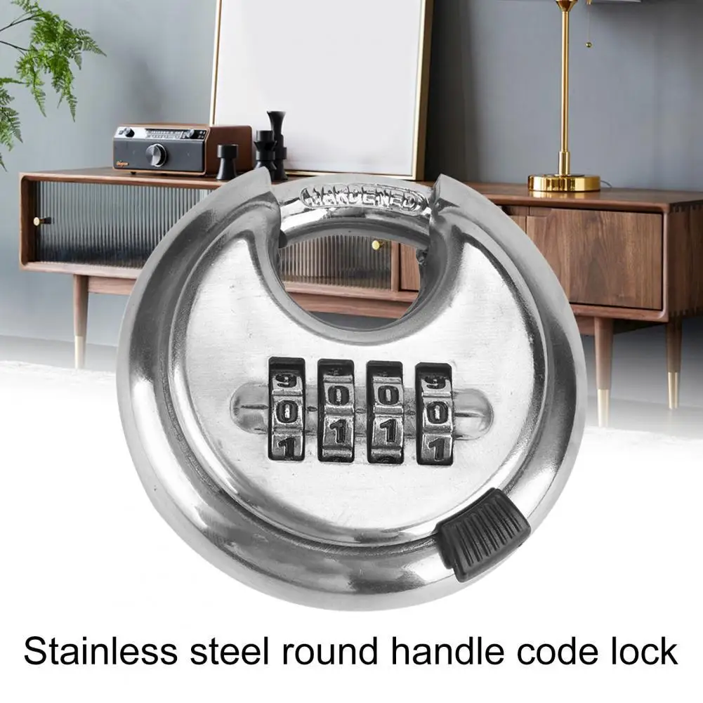 

4 Digit High-quality Combination Disc Padlock Silver Color Stainless Steel Anti-corrosion Weather-proof Disc Lock for Trailer