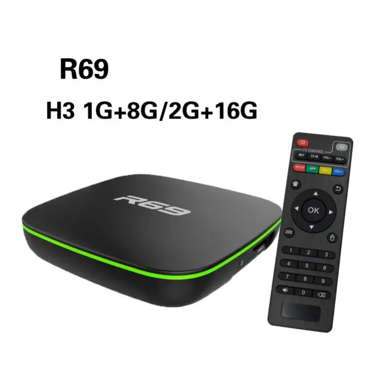 

Приставка Смарт-ТВ R69, 2 + 16 ГБ, 4K, 2,4 ГГц, Wi-Fi, 1080P