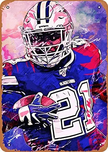 Винтажный металлический знак Спортивный Эзекиль Эллиот 8 дюймов x 12 Оловянная