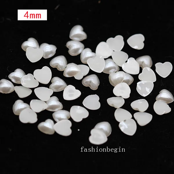 100p 4mm heart Имитация жемчуга цвета слоновой кости для скрапбукинга, украшения для рукоделия, украшения для ногтей, изготовление свадебных открыток, сшитые бусины для одежды, разные формы - Цвет: 100p 4mm heart
