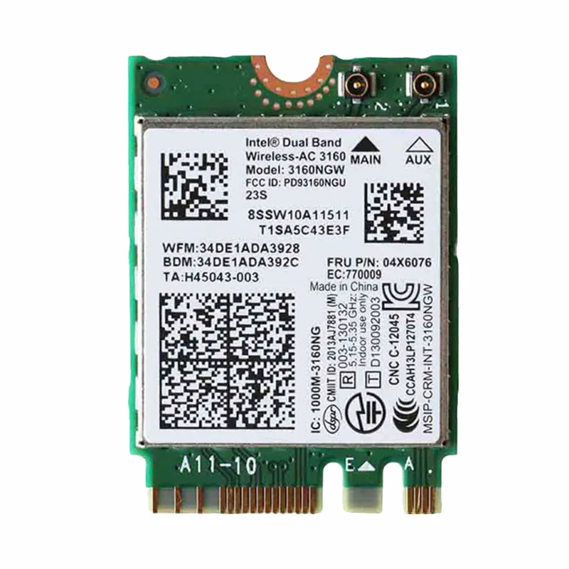Двухдиапазонная беспроводная карта AC 3160 3160AC AC3160 FRU 04X6076 04X6034 для фонарика фонарь