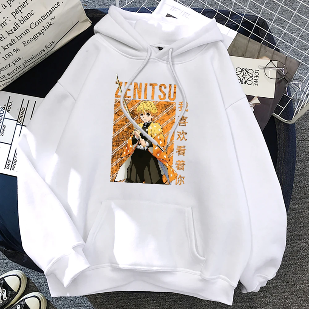 

Женская толстовка с капюшоном Zenitsu Kimetsu No Yaiba, рассекающая демонов, милая теплая свободная толстовка, теплая флисовая толстовка, осенняя толс...