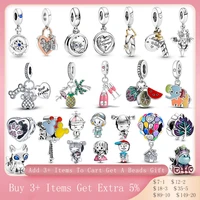 2022 new silver color girl boy owl unicorn charm beads fit original pamura bracelet pendant necklace jewelry gift