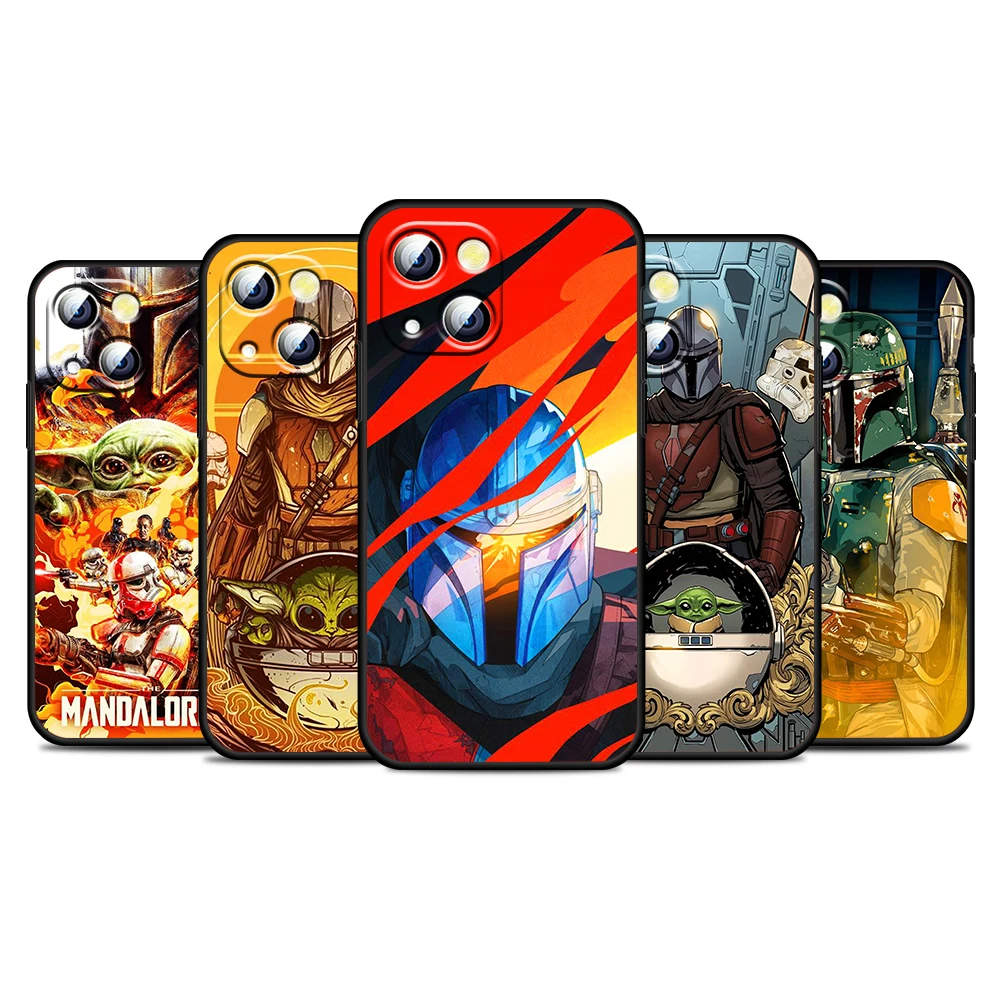 Star Wars The Mandalorian For Apple iPhone 13 12 11 Pro Max Mini XS Max X XR 6S 6 7 8 Plus 5S SE2020 Soft Black Phone Case