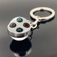 wg 1pc game controller cabochon keychain crystal glass ball pendant time jewel keychain creative gift for men