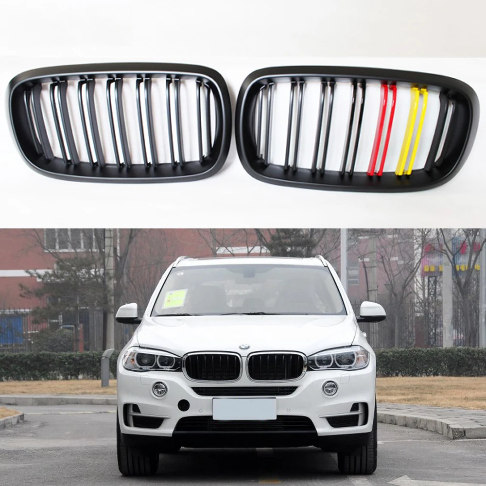 

F16 X6 F15 X5 Matt German flag 3 color ABS Auto Front Bumper Mesh Grill Guard for BMW X5 X6 2014-2016 M Style