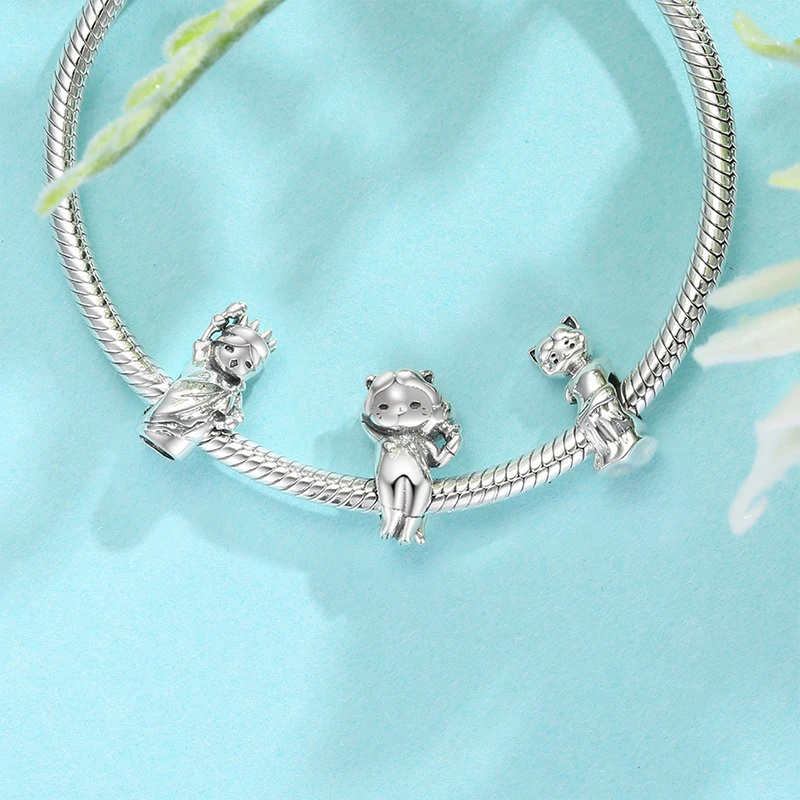 

Женский браслет из серебра 925 пробы, с подвеской в виде кошки