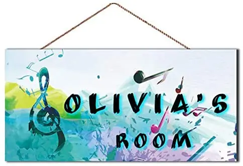 

MAIYUAN Personalized Kid's Name, Girl boy Door Sign Music Rave Party Background Hanging Wall Art Room Decor Sign