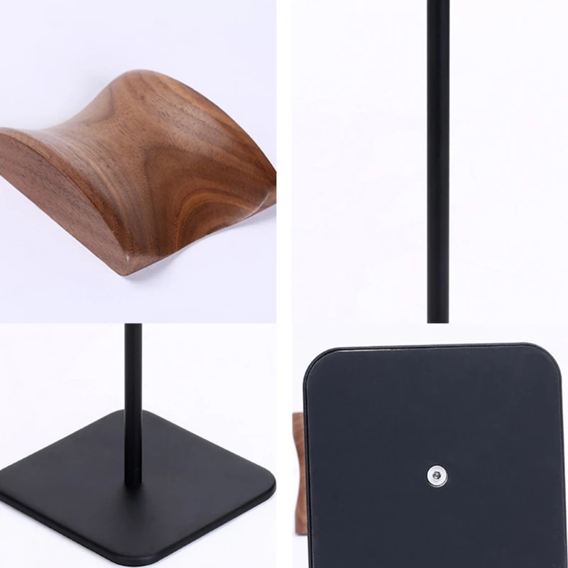 

Walnut Beech Headphone Stand Headset Holder Gaming Headset Holder Wood Metal Frame Earphone Stand Black Heavy Base