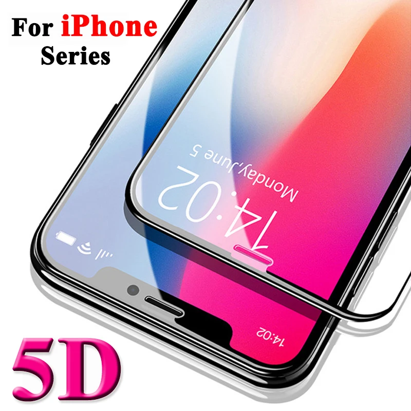5D Защитное стекло для iphone 6 7 8 plus x защитное закаленное экрана aifon ifon i phone