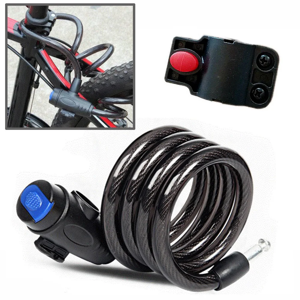 Черный замок из АБС- пластика стальной провод с ключами для мотоцикла велосипеда