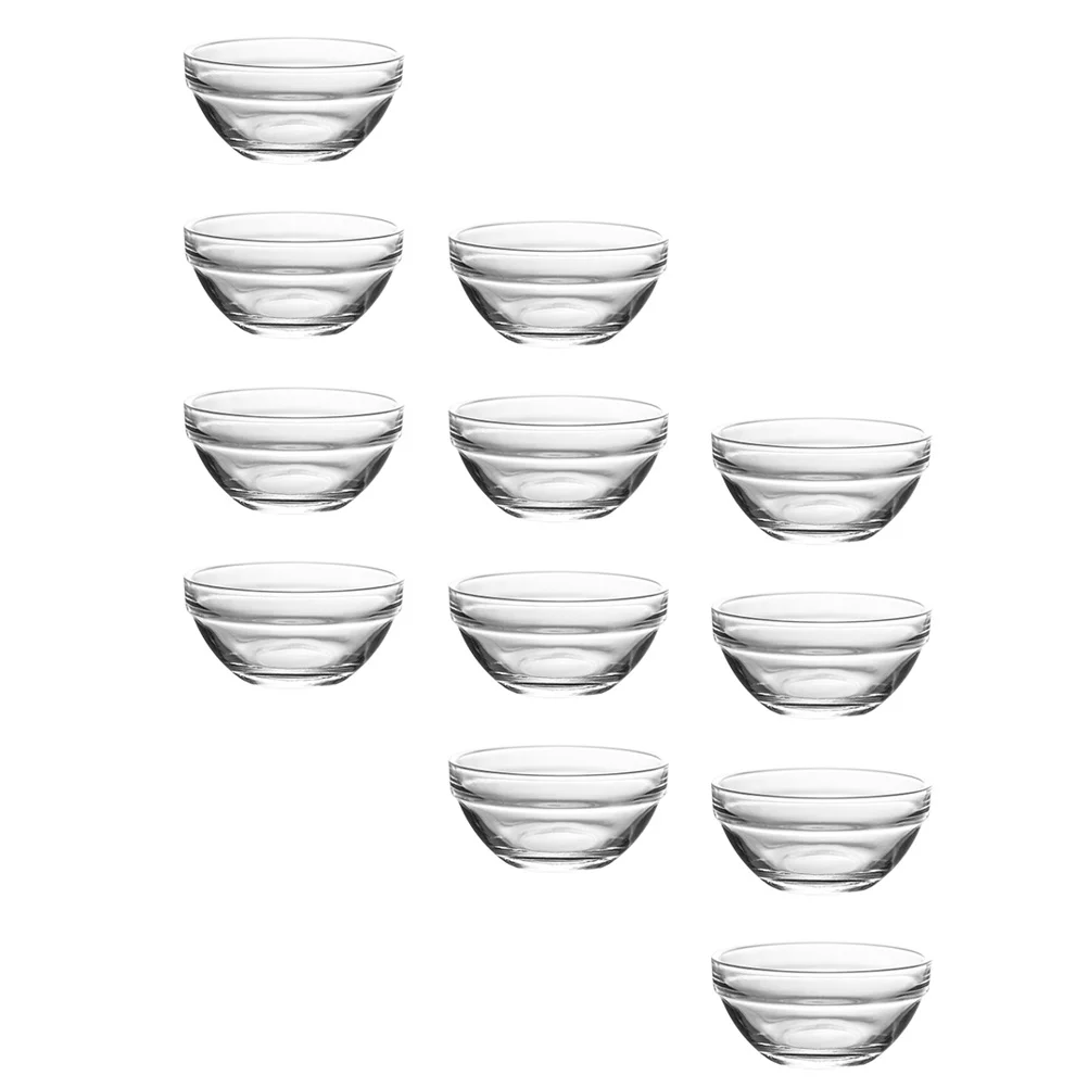 

12Pcs Stacked Glass Bowls Pudding Bowls Heat Resistant Food Bowls for Home