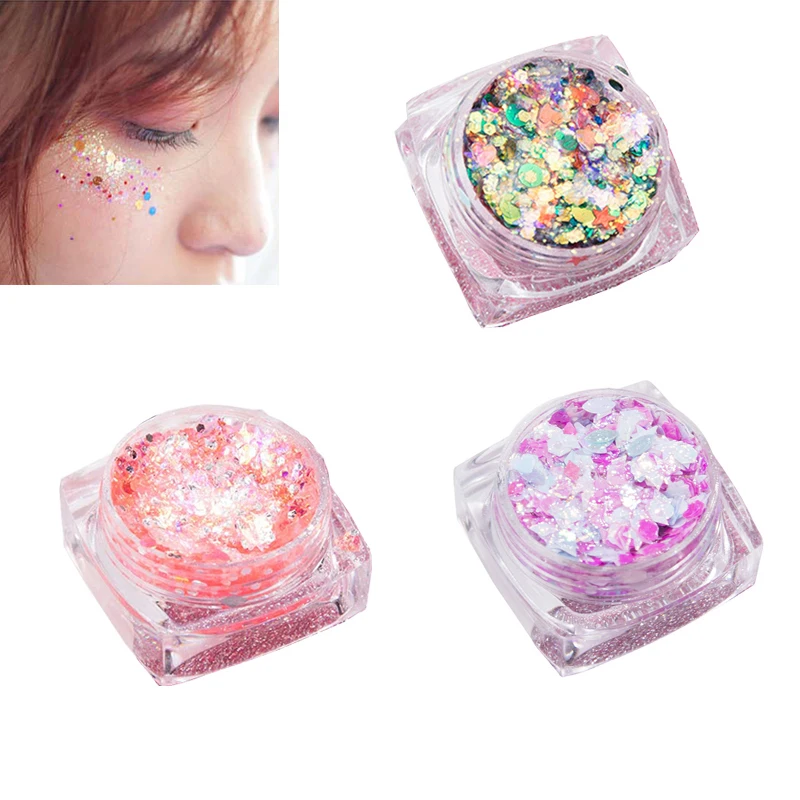 

1 Bottle Eye Glitter Holographic Seguin Gel Brilliant Eye Makeup Glitter Eyeshadow Loose Paste on Eyes Body Nails Stage Make Up