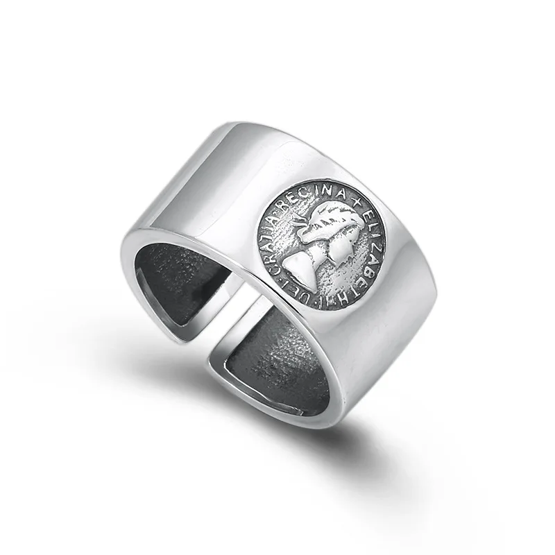 

Vintage 925 Sterling Silver Queen Rings for Women Wedding Adjustable Antique Statement Rings Anillos