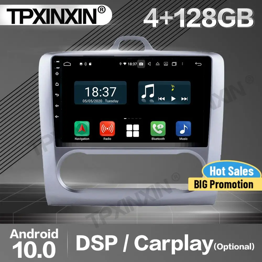 

Автомагнитола Carplay 2 Din, 128G, стерео приемник, Android 10, для Ford Focus AT 2004- 2010, 2011, GPS-плеер, головное устройство аудиомагнитофона