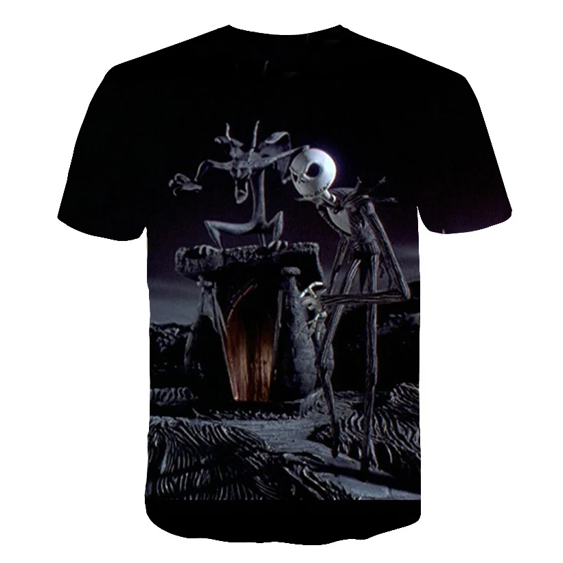 2019 футболка с короткими рукавами и 3D принтом на хэллоуин кошмар перед рождеством