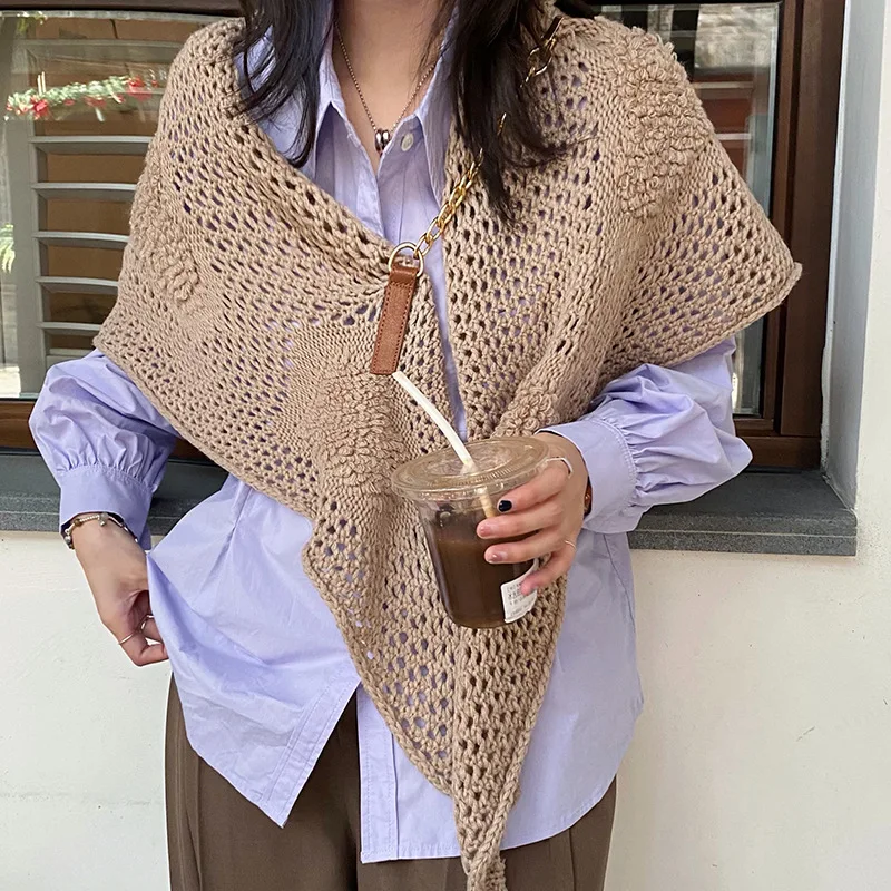 

Linbaiway New Spring Autumn Shoulder Shawl Wraps Fake Collars for Women Knitted Shawl Knitted Scarf Neckwear Nep Kraagie