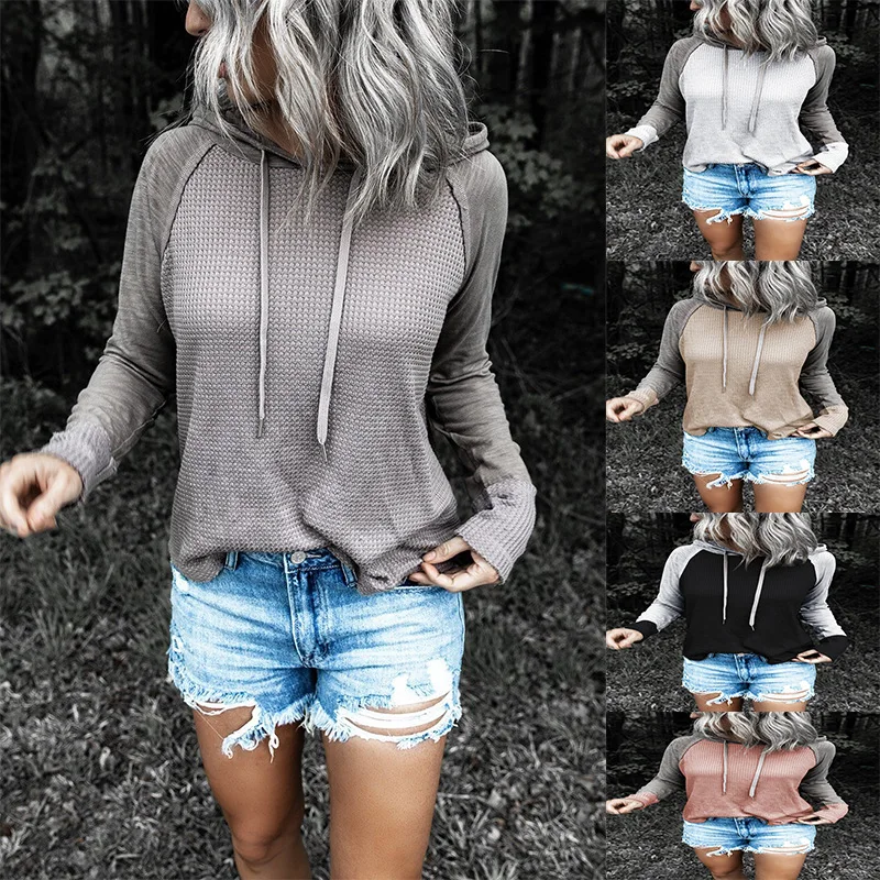 

Осенне-зимний Свободный Повседневный свитер с длинным рукавом и капюшоном на шнурке, женская одежда