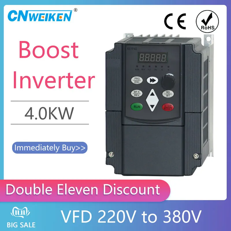 

Однофазный инвертор 1,5 кВт/2,2 кВт/4 кВт/220 В до 380 В, вход VFD, 3-фазный выходной Частотный преобразователь, инвертор с регулируемой скоростью