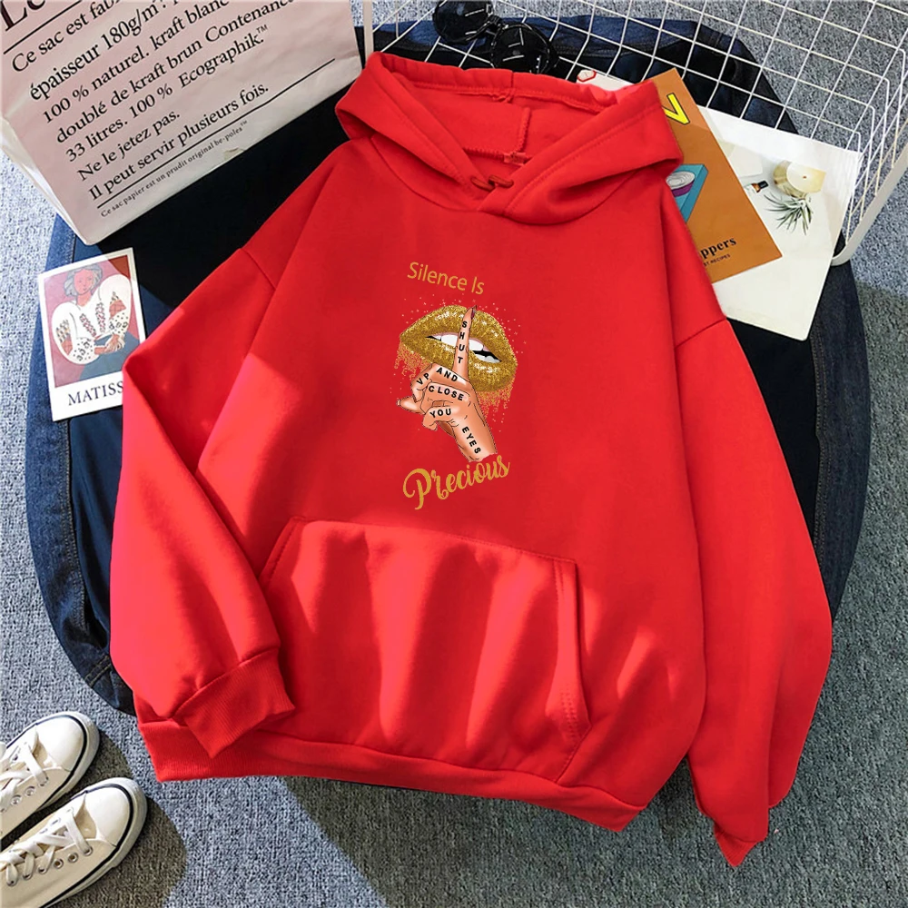 

Silence Is Printing Female Hoodie 2021 New Fleece Hip Hop S-XXL Hoodies Fashion Casual Clothes Autumn Crewneck Sweatshirt Womans