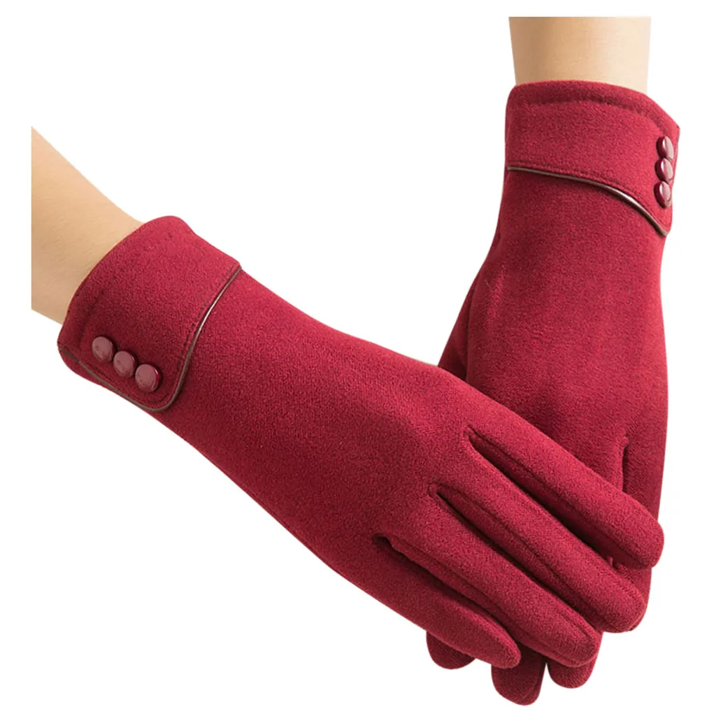 Женские перчатки зимние теплые женские на запястье варежки для вождения лыжного