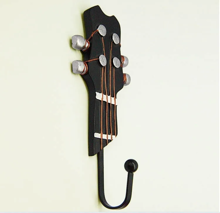 

3 PCS/Set Guitar Head Resin Hooks Clothes Hat Keys Hanger Wall Mounted Hook Living Room Storage Rack Music Ornaments