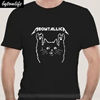 Кота Meowtallica Кошка рок музыки Для мужчин футболка темно в мелкую полоску хлопок S-3Xl подарок забавная футболка