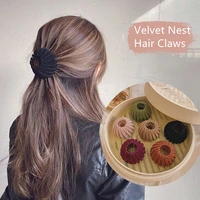 mueraa korean style velvet women girls big nest hair claws fashion deft bun hair making tools hair accessories elegant hair clip