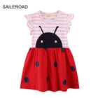 Детское летнее платье с коротким рукавом, в полоску