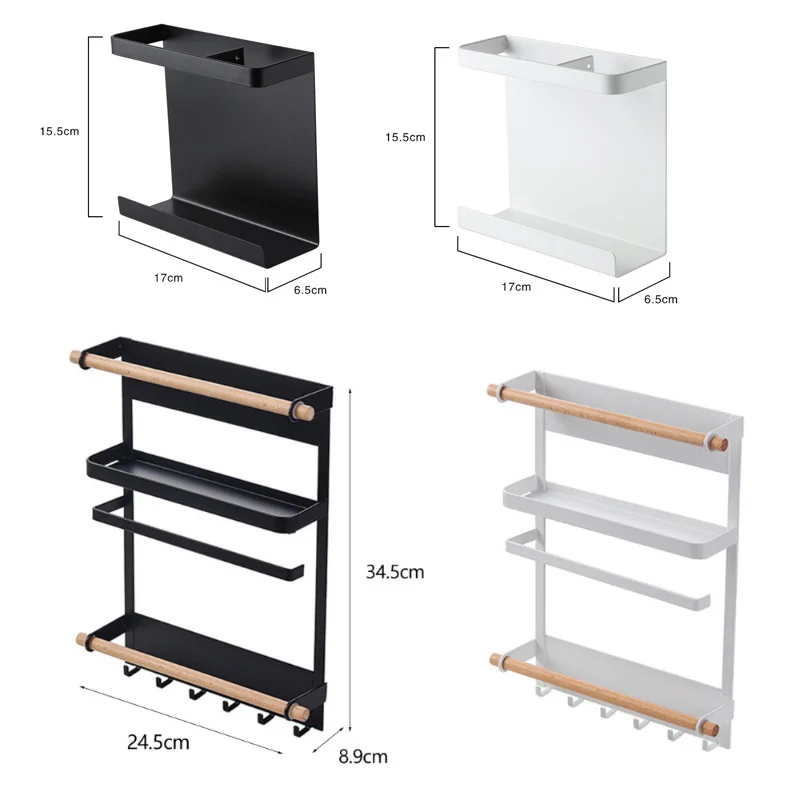 

Magnet Fridge Shelf Paper Towel Roll Holder Magnetic Storage Rack Spice Hang Rack Metal Shelf Multi-layer Fridge Storage Holders