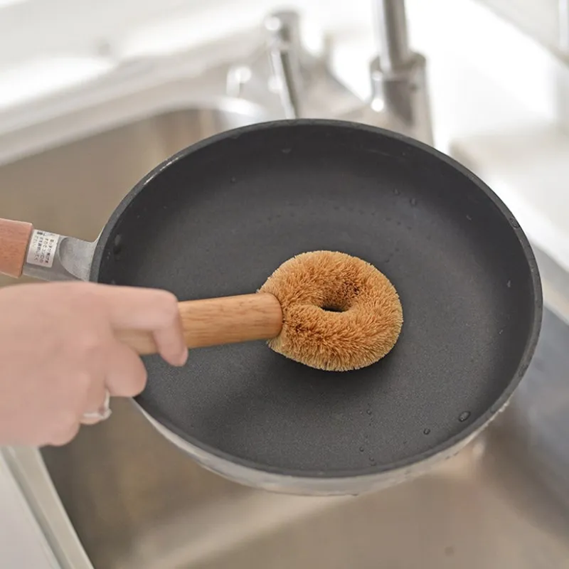 Корзинка из волокон кокосовой пальмы щетка для кастрюль с оригинальным Стекло