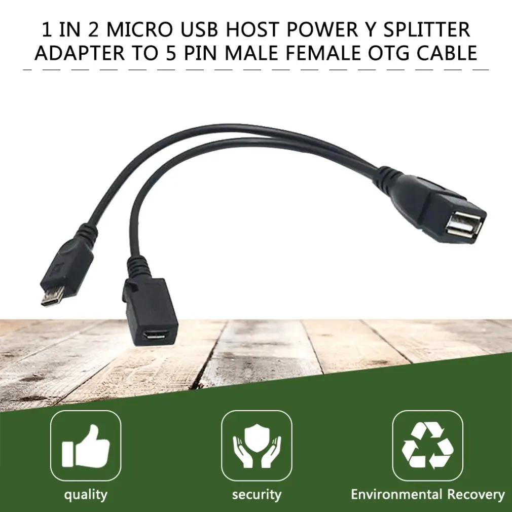 

2 In 1 OTG Micro USB Host Power Y Splitter USB Adapter to Micro 5 Pin Male Female Data Cable for Flash Disk Smart Phone