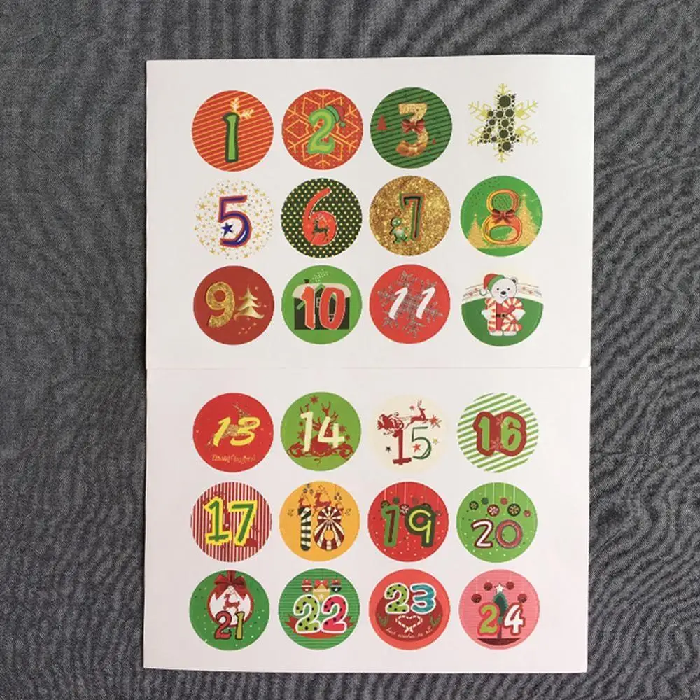 120 шт. рождественские наклейки цифры 1-24 летняя фотография Детская подарочная