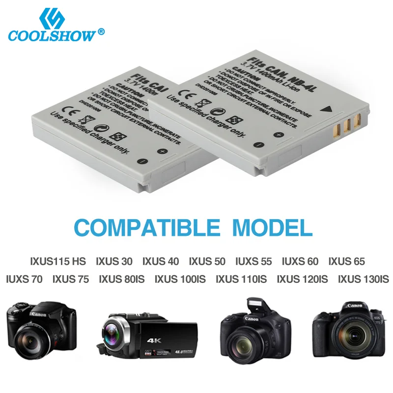 Аккумулятор NB-4L NB4L для Canon IXUS 30 40 50 55 60 65 80 100 I20 110 115 120 130 IS 117 220 225 230 255 мА · ч |