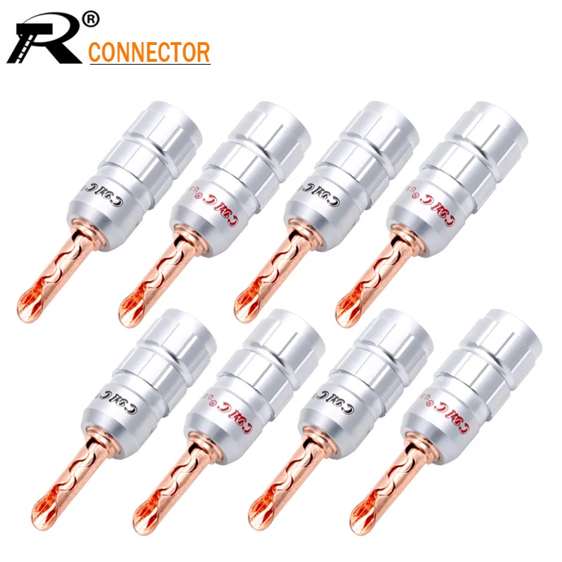 

8pcs Speaker Banana Plug Connector No Soldering Copper Jack Male Plug Screw Wire Adapter for Audio Video Cable Connector
