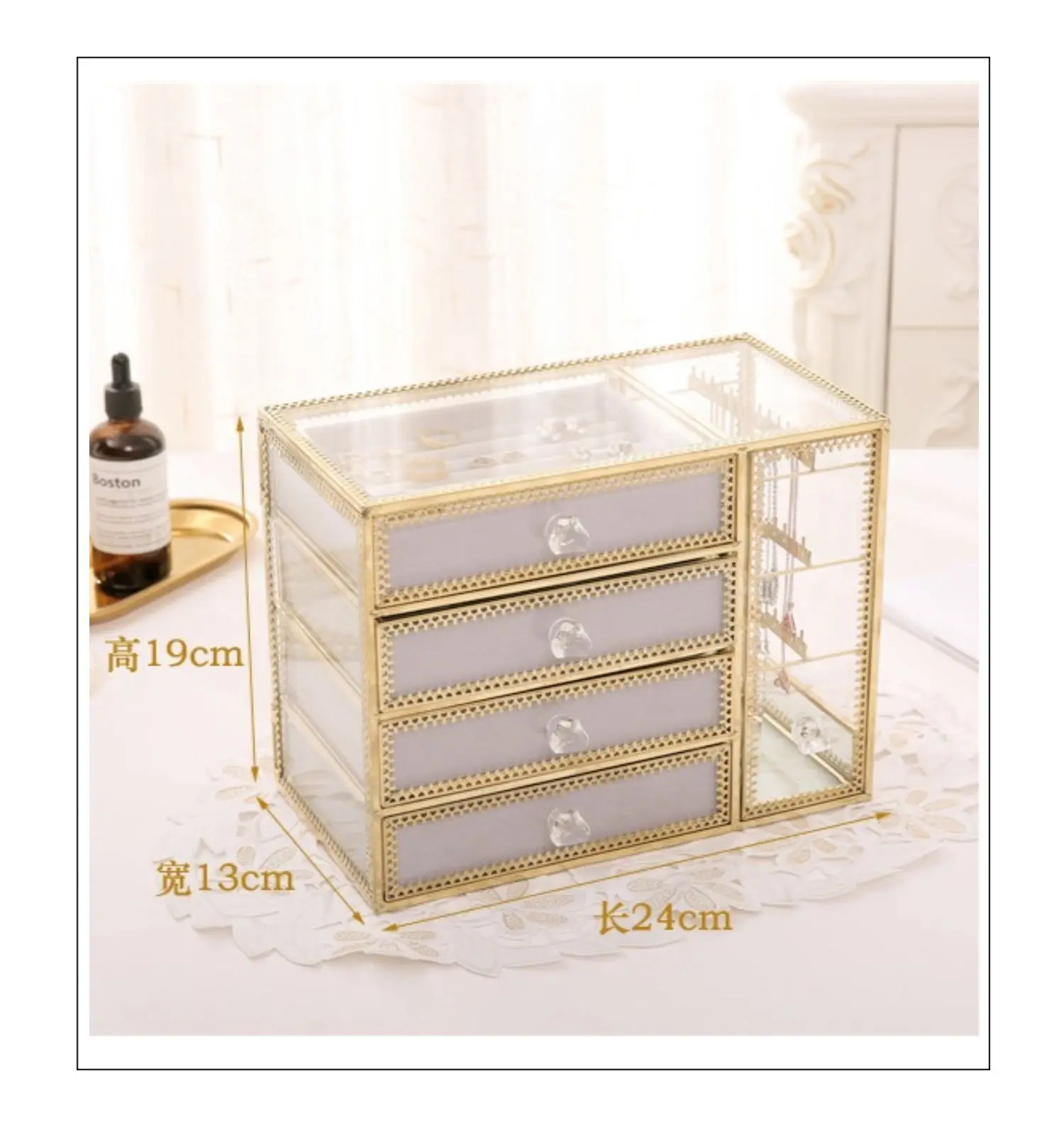 Шкатулка для ювелирных изделий в ретро стиле бокс с ветровым стеклом и