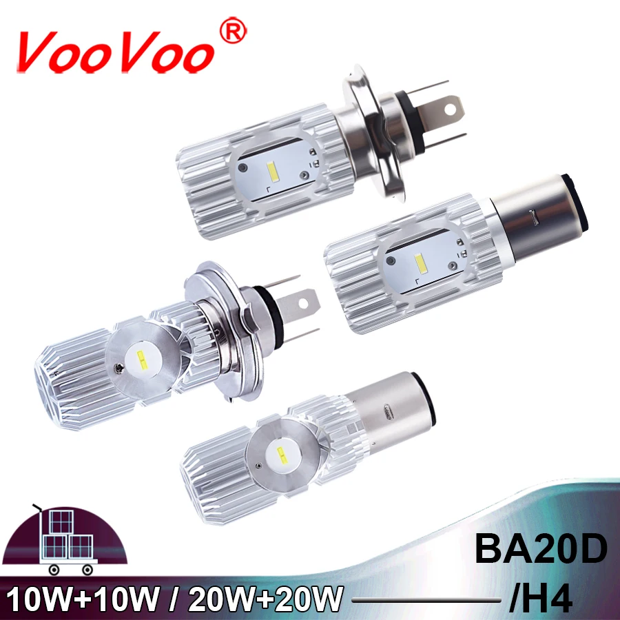 VooVoo светодиодный BA20D HS1 H4 мотоциклетный Мопед ATV лампа для фар Hi/Lo 10 Вт/20 Вт 6500 к светодиодный головной фонарь для мотоцикла, аксессуары для скутера
