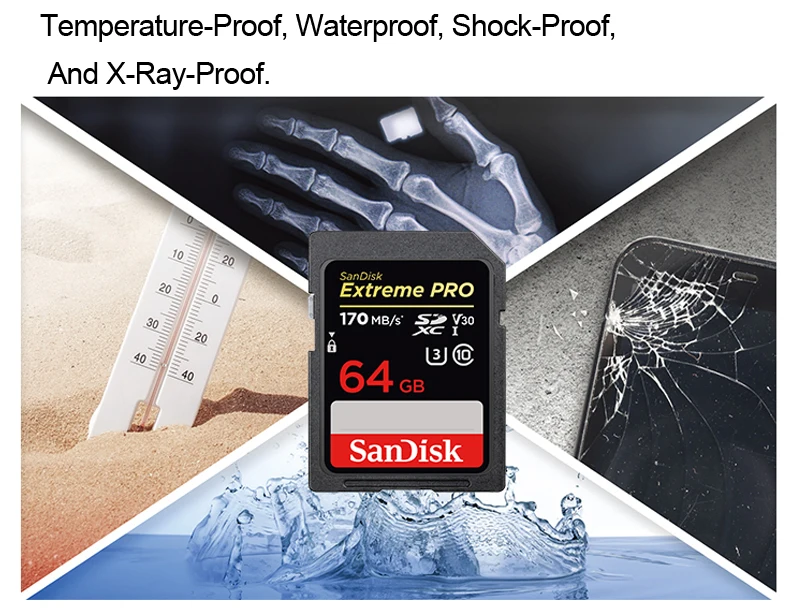 Карта памяти SanDisk Extreme Pro SDHC/SDXC, SD карта, 32 ГБ, 64 ГБ, 128 ГБ, 256 ГБ, класс 10, U1, U3, 4 K, 16 ГБ, 512 ГБ, флеш-карта памяти для камеры