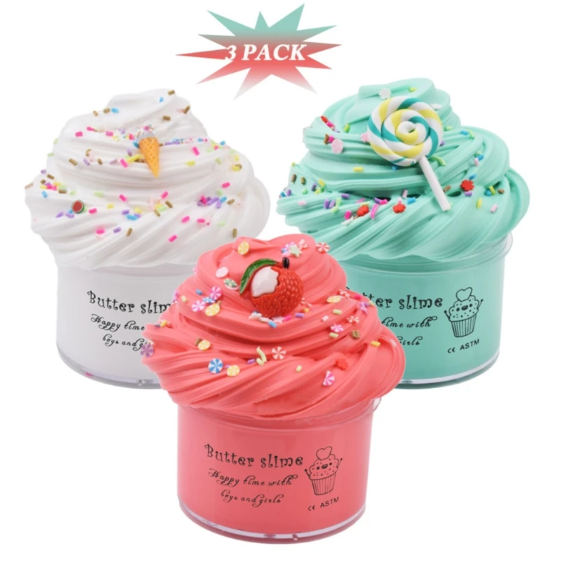

3Pack Party Gifts Super Soft Stretchy and Non Sticky DIY Butter Slime Toys