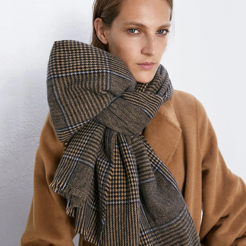 Женский осенне зимний шарф ZA в стиле гусиные лапки|Женские шарфы| |