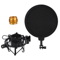 professional microphone stand condenser mic shock mount blowout guard prevents airflow suitable for recording live broadcast