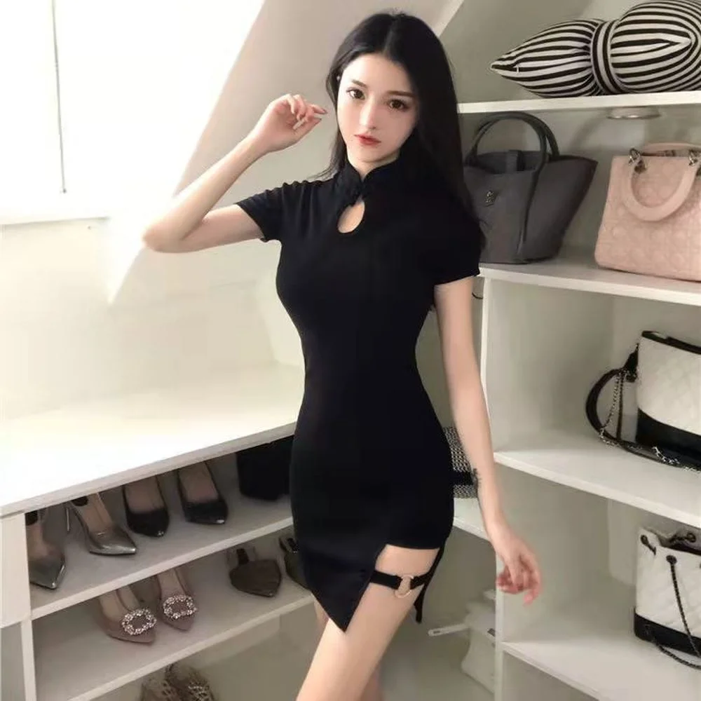 

Модное женское короткое современное платье Qipao, женское традиционное китайское ретро платье-Ципао, вечернее винтажное облегающее платье