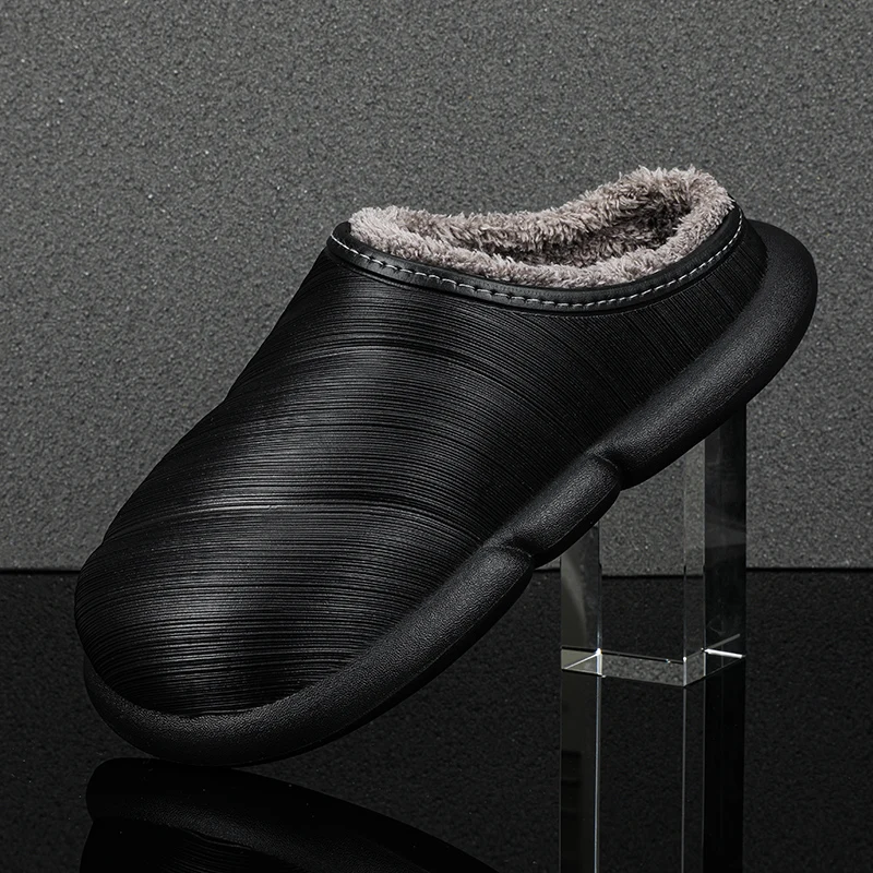 

Flat Flip Flops Men Half-pack Cotton Drag Thick-soled Autumn and Winter Warm Cotton Shoes Plus Size Soft Sole Slippers Men