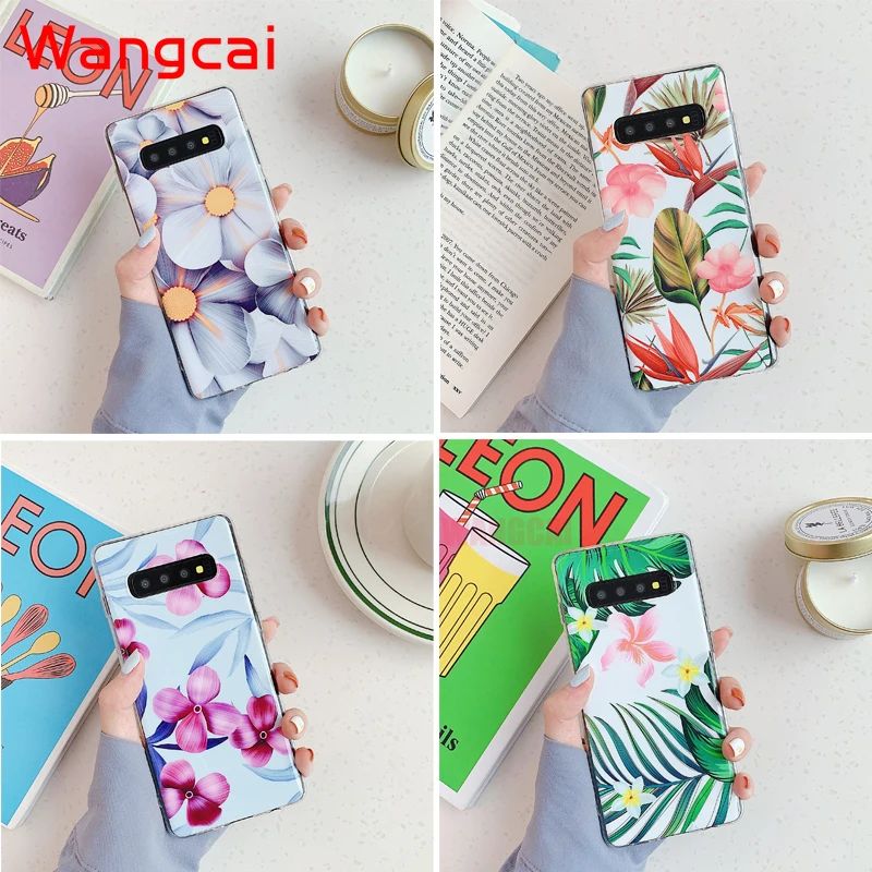 flower leaf case for samsung galaxy a70 a30s a50s a30 a20 a10 a50 m10 s10 note 10 9 s10 s9 s8 plus soft imd cover with holder free global shipping