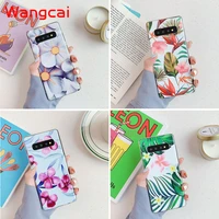 Flower Leaf Case For Samsung Galaxy A70 A30S A50S A30 A20 A10 A50 M10 S10 Note S10 Plus Soft IMD Cover with Holder