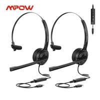 mpow bh323 wired headphones stereo computer usb headset with noise cancelling mic volume control mute control for pc call center